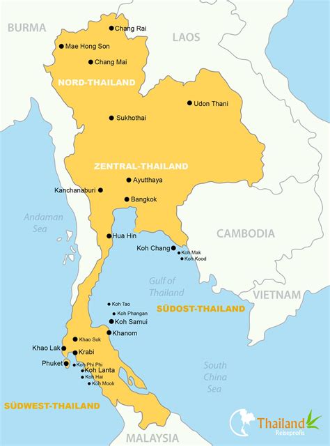 karte von thailand landkarte mit staedten von thailand