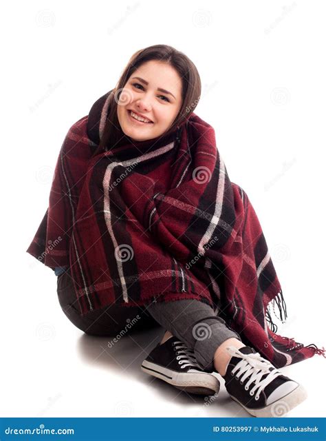 girl covered  blanket isolated stock image image  attractive