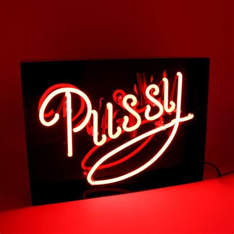 Pussy Neon Box Sign Bordslampor Belysning