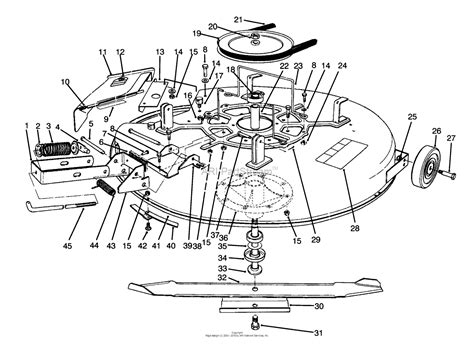 toro    rear engine rider  sn   parts diagram  mower assembly