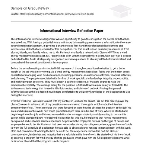 informational interview reflection paper essay  graduateway