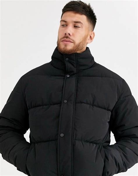 asos design recycled puffer jacket  black  funnel neck asos jackets asos designs