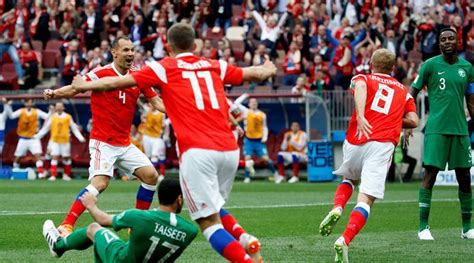 fifa world cup 2018 day 1 russia thrash saudi arabia 5 0 in first