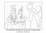 Mary Gabriel Angel Visits Colouring Nativity Pages Activity Jesus Telling Christmas Village Explore sketch template
