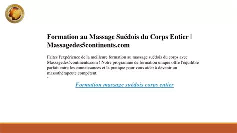 Ppt Formation Au Massage Suédois Du Corps Entier