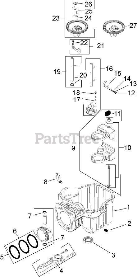 toro bxrg lx  toro lawn tractor sn ah ch  crankcase