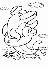 Dolphin Coloring Pages Kids Dolphins Printable Cartoon Template Library Clipart sketch template