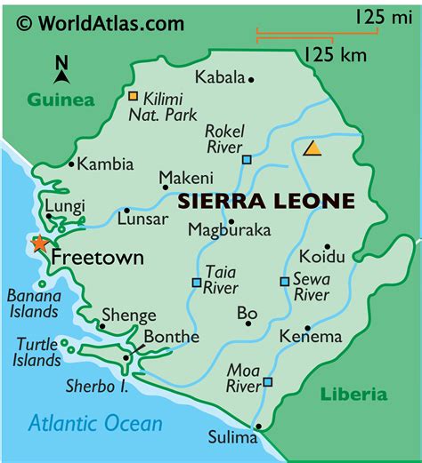 sierra leone large color map