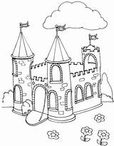 Castle Coloring Medieval Pages Flag Color Popular sketch template