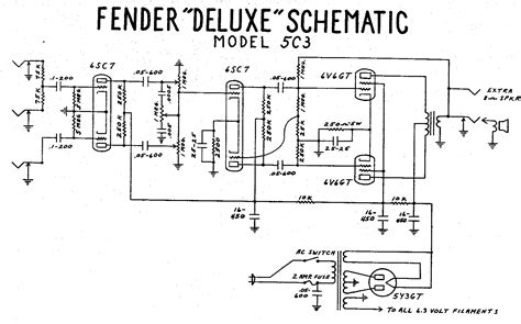 fender deluxe tube amp schematic model  electronic circuit projects audio amplifier