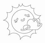 Sun Outline Coloring Printable Pages Template Tangled Printablee Tattoo Moon Via sketch template