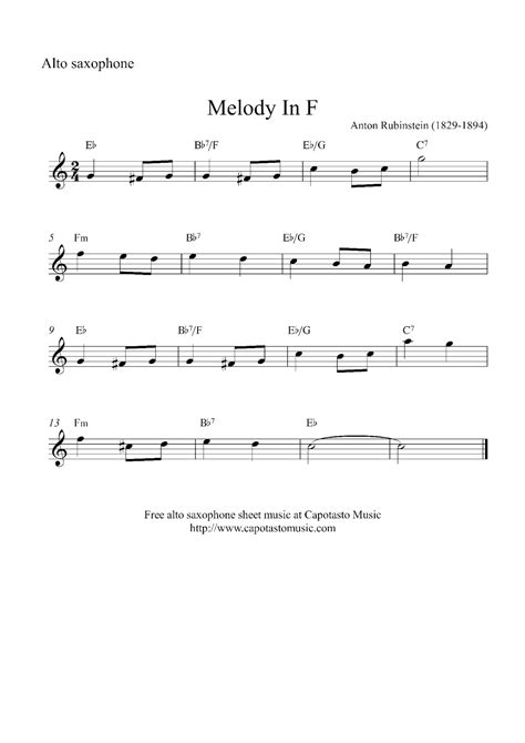 Free Printable Sheet Music Free Easy Alto Saxophone Sheet