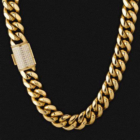 mm iced miami cuban link chain  gold plated krkcco