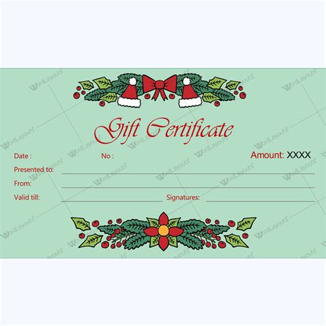 christmas gift certificate template  word layouts christmas gift
