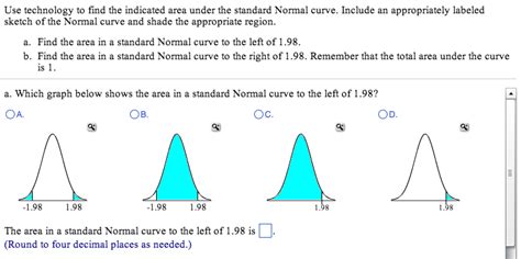 Solved Use Technology To Find The Indicated Area Under Th