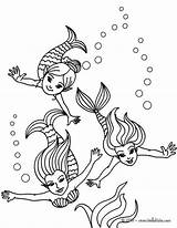 Swimming Mermaid Coloring Colouring Mermaids Young Group Pages Hellokids Print Color Own sketch template