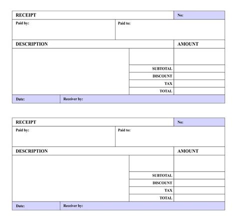 blank cash receipt template templates printable  receipt