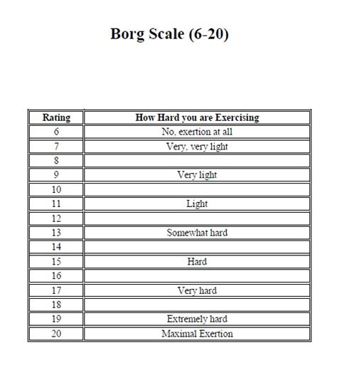 borg scale rating  perceived exertion