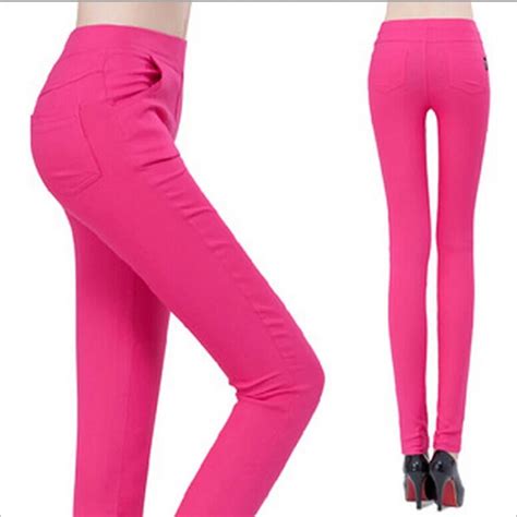 women leggings 2016 fashion high waist pockets candy colors woven