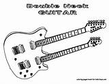 Coloring Pages Guitar Electric Guitars Instruments Musical Colouring Double Print Printable Neck Instrument Rock Cool Bass Kids Music Clipart Grand sketch template