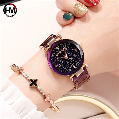 hannah martin luxury women s bracelet watch purple diamond ladies watch