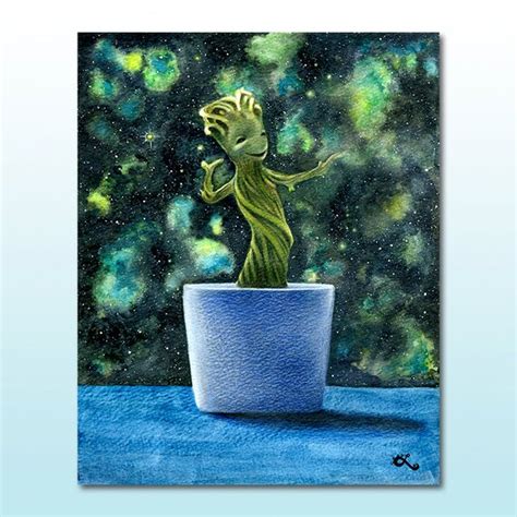 baby groot poster guardians   galaxy art marvel  loloology