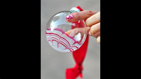 water marble candy cane glass ornament  nail polish tutorial youtube