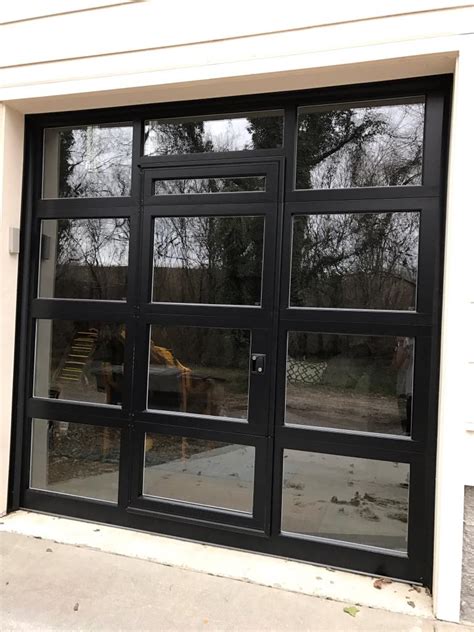 contemporary aluminum clear tempered glass garage door  passage lux garage doors