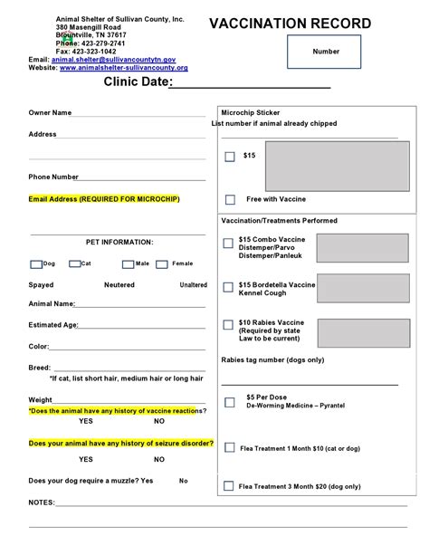 printable dog puppy vaccination records templatearchive