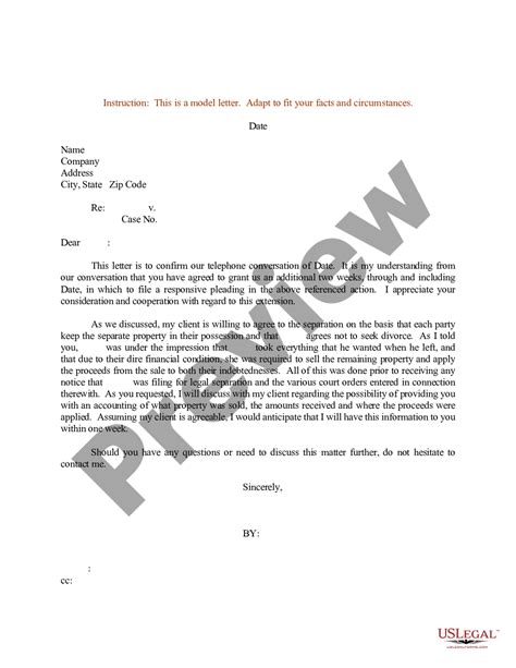 sample letter  divorce separation sample letter divorce