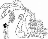 Pages Coloring Mowgli Jungle Book Banana Baloo Taking Twenty Children sketch template
