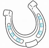 Horseshoe Draw Drawing Line Small Three Appearance Dimensional Each Easy Curved Along Give Step Branch Enclose Holes Ovals Nail Across sketch template