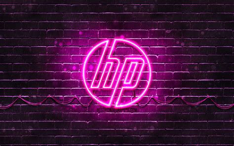 wallpapers hp purple logo  purple brickwall hewlett packard hp logo brands hp