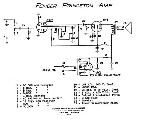 fender princeton   schematic