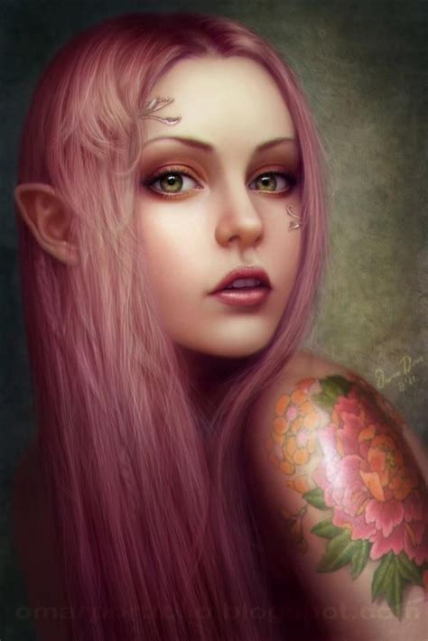 Pink Haired Female Elf Elf Art Fantasy Women Fantasy Art