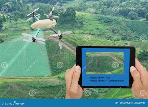 smart farming concept drone   technology  agriculture wit stock photo image  control
