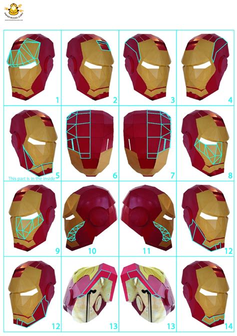 poly diy iron man helmet paper model cosplay create  etsy