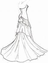 Dress Wedding Drawing Outline Coloring Dresses Pages Template Coloriage Fashion Drawings Clipart Dessin Costume Flowing Line Form Barbie Simple Templates sketch template