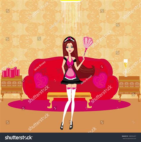 sexy pinup style french maid cleans stock vector 168636497 shutterstock