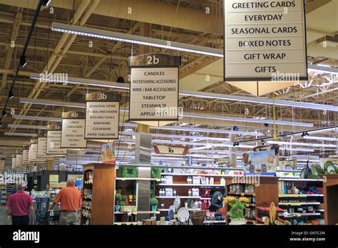 overview  store interior  aisle signs wegmans grocery store