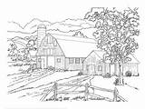 Country Coloring Pages Scenes House Countryside Beautiful Adult Printable Book Farm Kids Dover Publications Colouring Adults Printables Print Easy Cottage sketch template