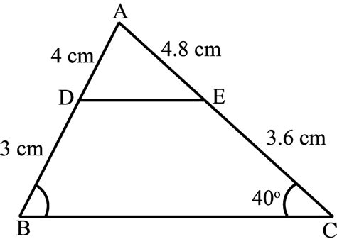 in Δ abc d and e lie on the line ab and ac respectively as shown in