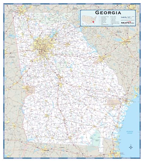 georgia county highway wall map  mapscom mapsales