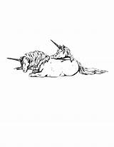 Coloring Pages Unicorn Creatures Mystical Sleeping Mythical Creature sketch template