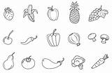Vegetables Fruits Line Clip Set Coloring Veggies Sweetclipart sketch template