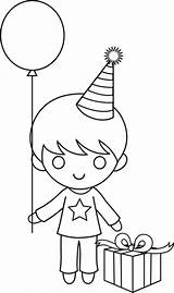 Boy Drawing Outline Birthday Coloring Clipart Clip Boys Holding Girl Happy Collection Drawings Hands Cliparts Paintingvalley Library Sweetclipart Kid sketch template