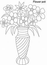 Vase Flower Drawing Pot Coloring Easy Kids Flowers Sketch Pots Line Vases Drawings Pages Draw Pencil Beautiful Heart Colour Rose sketch template