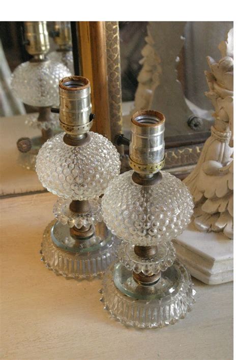 Pair Of Clear Vintage Glass Hobnail Table Lamps Glass Glass Texture