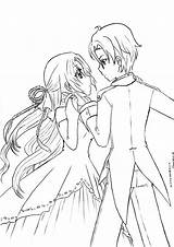 Anime Coloring Pages Couples Kissing Couple Cute Manga Lineart Color Printable Getcolorings Deviantart Drawing Drawings Print Romance Getdrawings sketch template