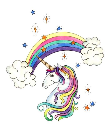 rainbow unicorn art print  alena ganzhela society unicorn